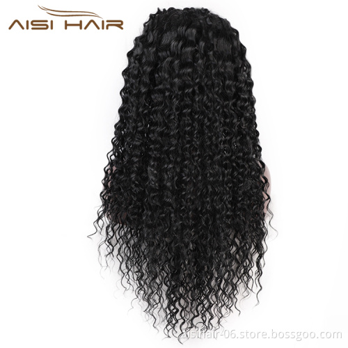 Wholesale Afro Kinky Deep Wave Natural Black Wig Curly Wave Long Lace Front Wig  Wigs For Black Women